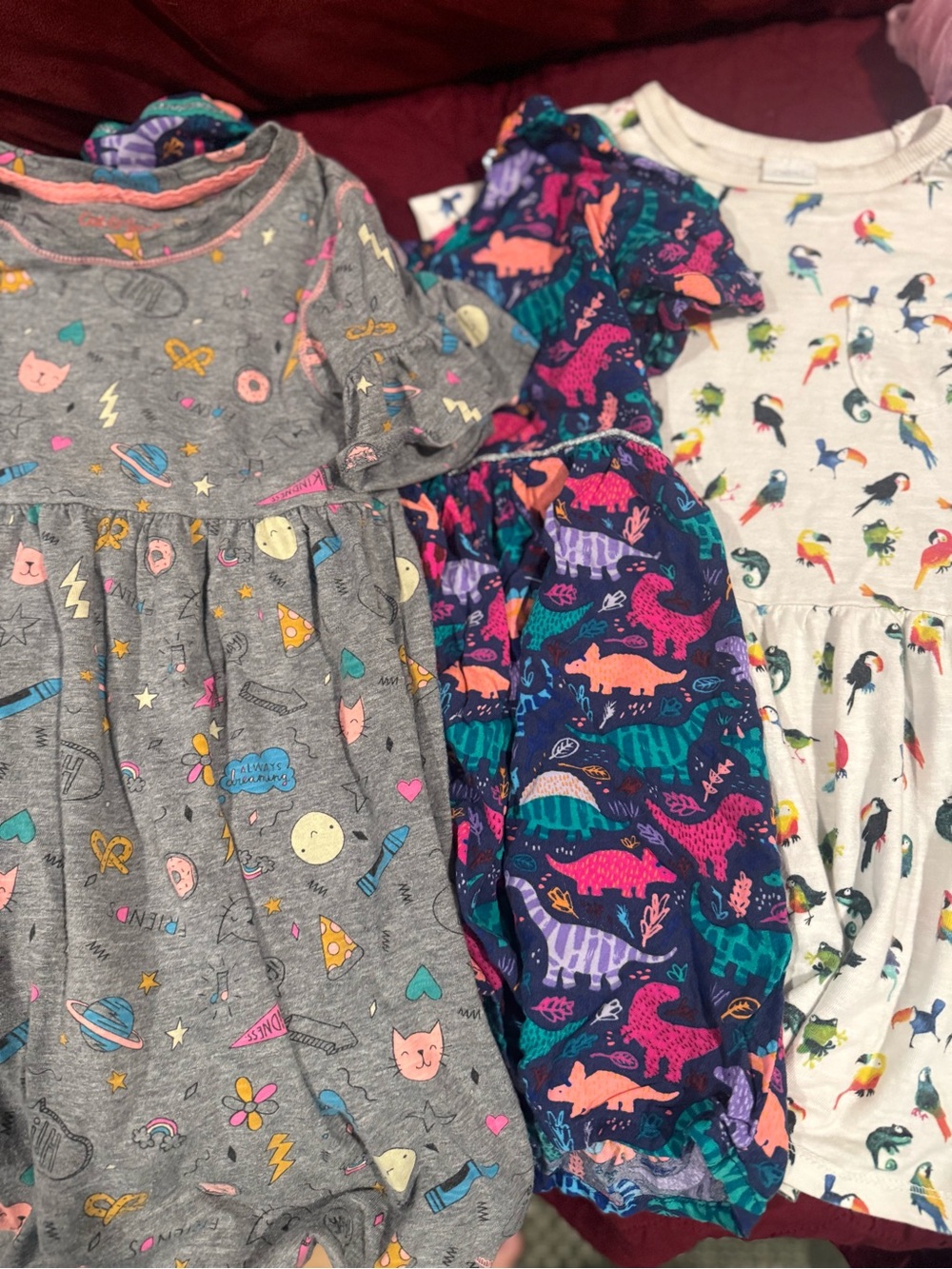 Toddler unique bird  dresses , dinosaurs dress , cat cartoon school dress